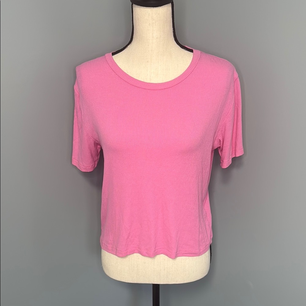 1. STATE Women’s Pink Ribbed Short Sleeve Top Sz XS
